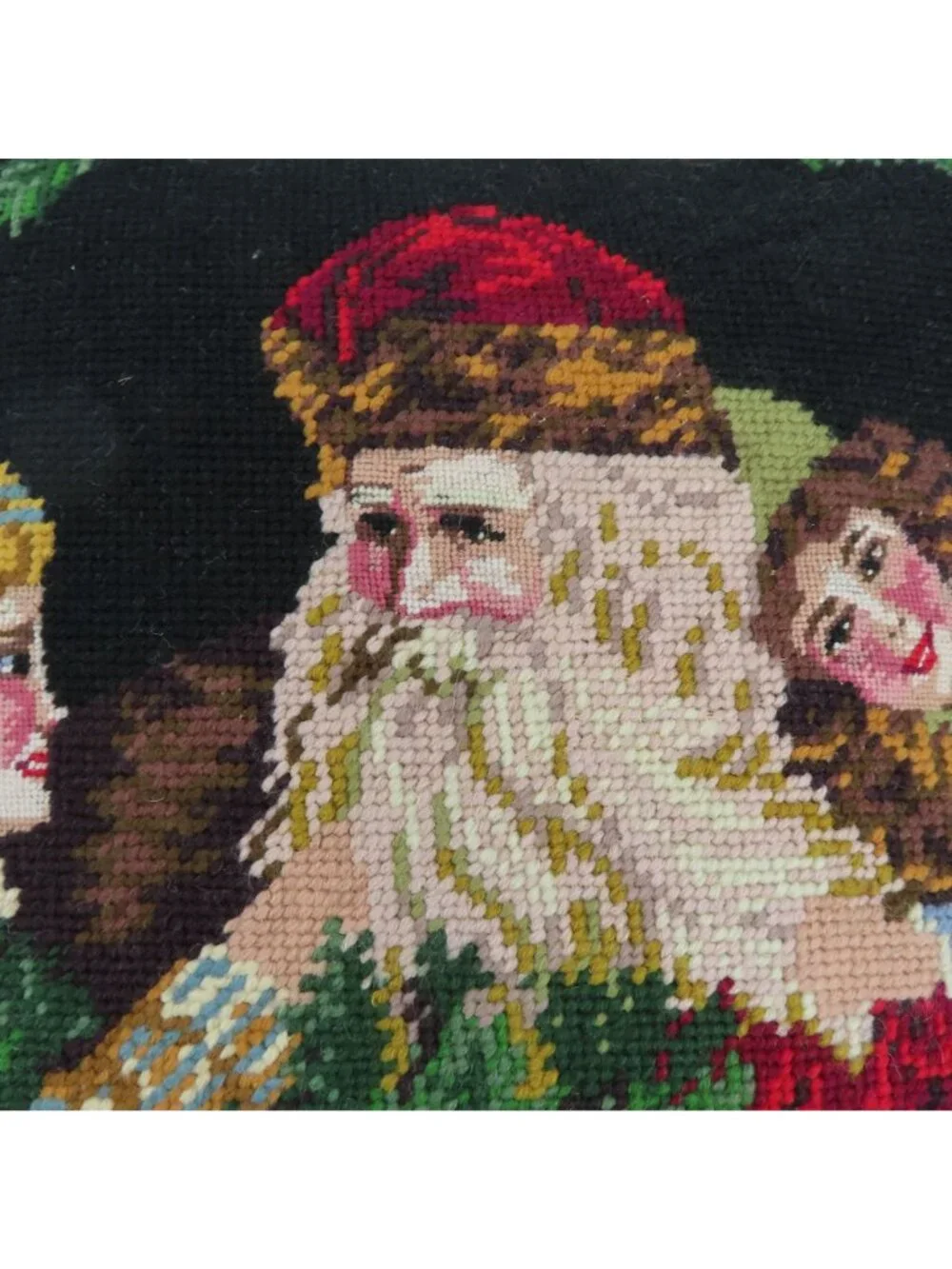 Father Christmas Papa Noel Children Needlepoint Throw Accent Pillow Xmas Holiday